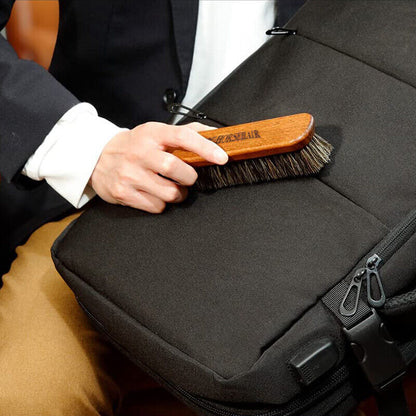 Shoe Polish Brush Set 2Pcs Horsehair Wood Handle For Leather Boots Cleaning Care