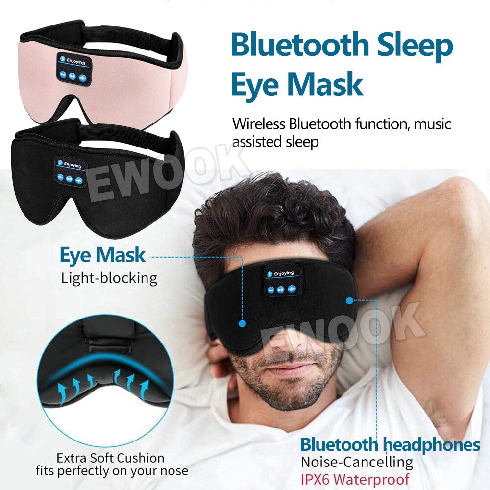 Wireless Bluetooth 5.0 Stereo Eye Mask Headphones Earphone Sleep Music Headband