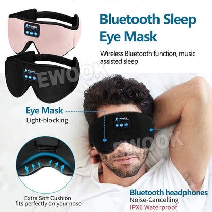 Wireless Bluetooth 5.0 Stereo Eye Mask Headphones Earphone Sleep Music Headband