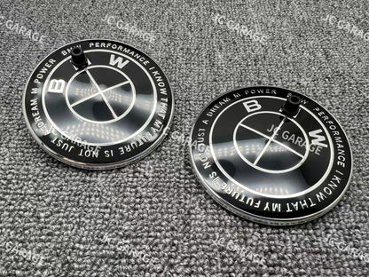 Competition Black w/Grommets BMW Replacement 82mm Front 74mm Rear Emblem Badge