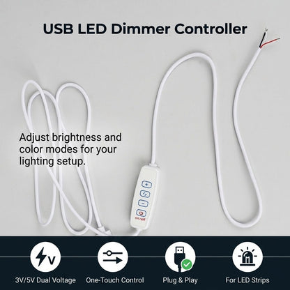 USB LED Dimmer Controller 5V DC Dual Tri Color Switch Cable for DIY Strip Light