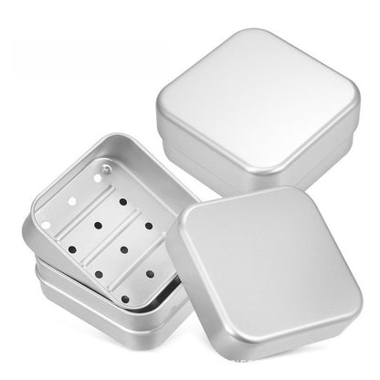 Aluminum Travel Bathroom Soap Box Tin Case Metal Holder Draining Tray Rustproof