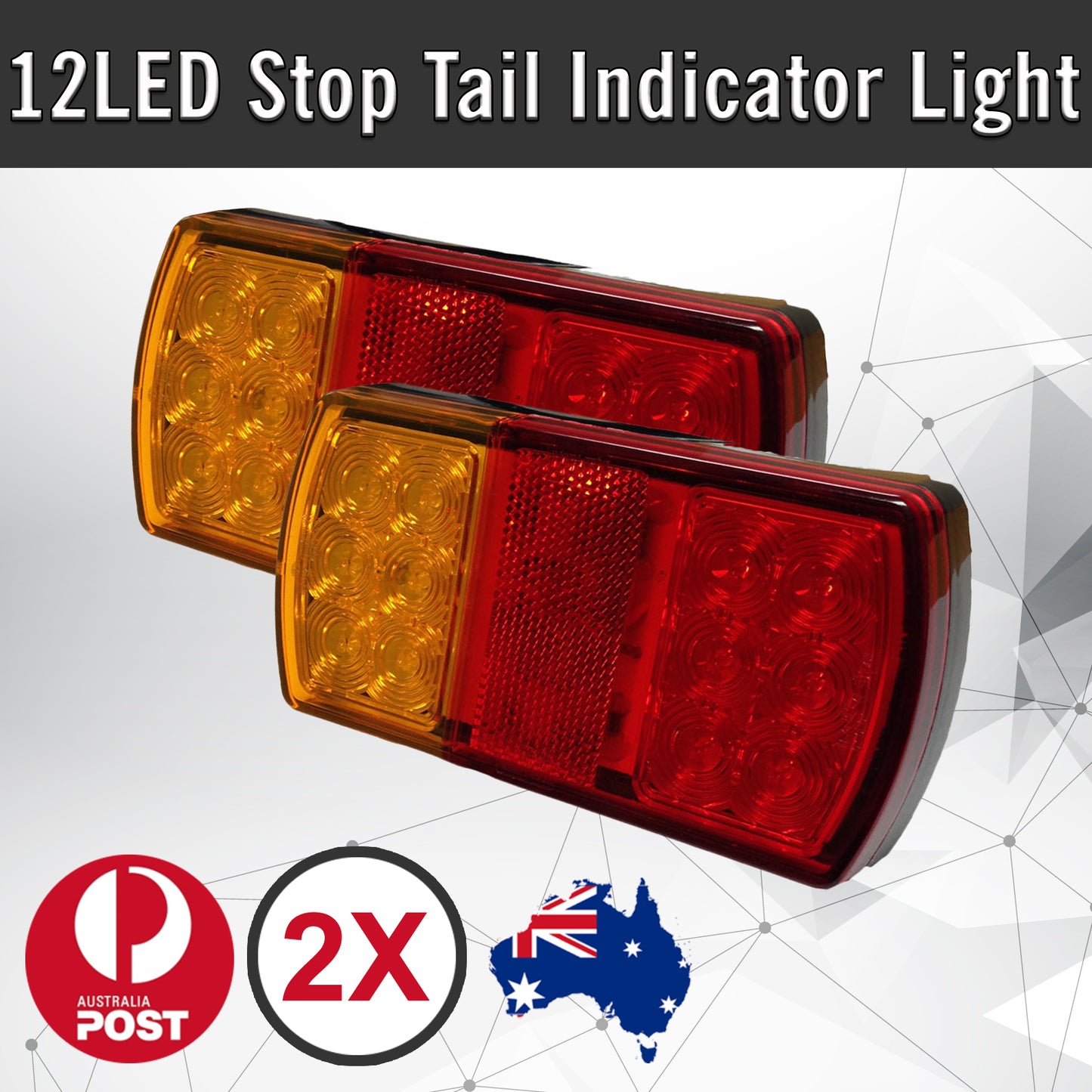 2 x 12 LED Trailer Lights Tail Stop Indicator Lamp Truck Trailer 12V