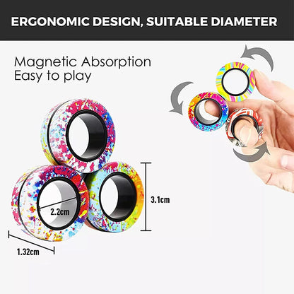 Magnetic Ring Finger Spinner Rainbow Fidget Sensory Anxiety Stress Toy AU Pack