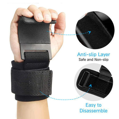 WEIGHT LIFTING POWER HOOKS POWER GRIPS WRIST SUPPORT BAR STRAPS GYM HOOK GLOVES