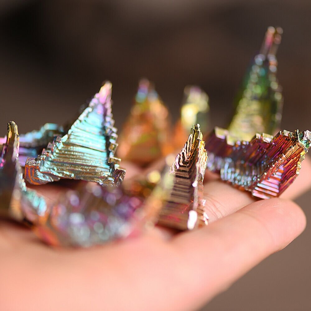 2X Rainbow Titanium Specimen Mineral Bismuth Crystal Quartz Gemstone Decor Gifts