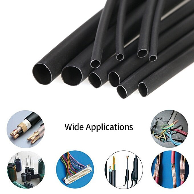 Heat Shrink Tube Black 2M Tubing Cable Insulation & Wire Sleeve Ratio 2:1