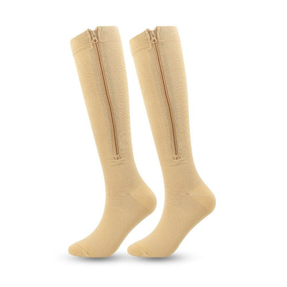 Zip Sox Compression Socks Zipper Leg Support Knee Closed Toe Shaper Stockings AU