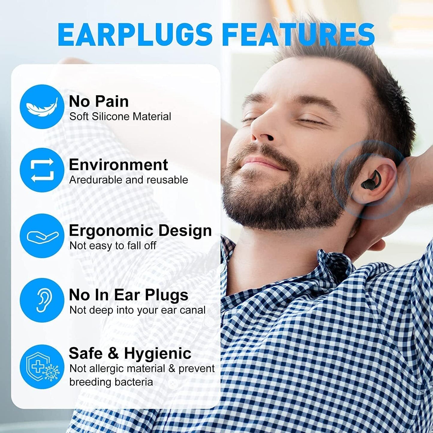Ear Plugs for Sleeping Reusable Soft Silicone Ear Plugs for Noise Reduction 2024