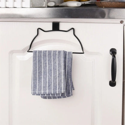 Punch-free Towel Rack Cat-Shaped Door Back Hook  Home Organizer