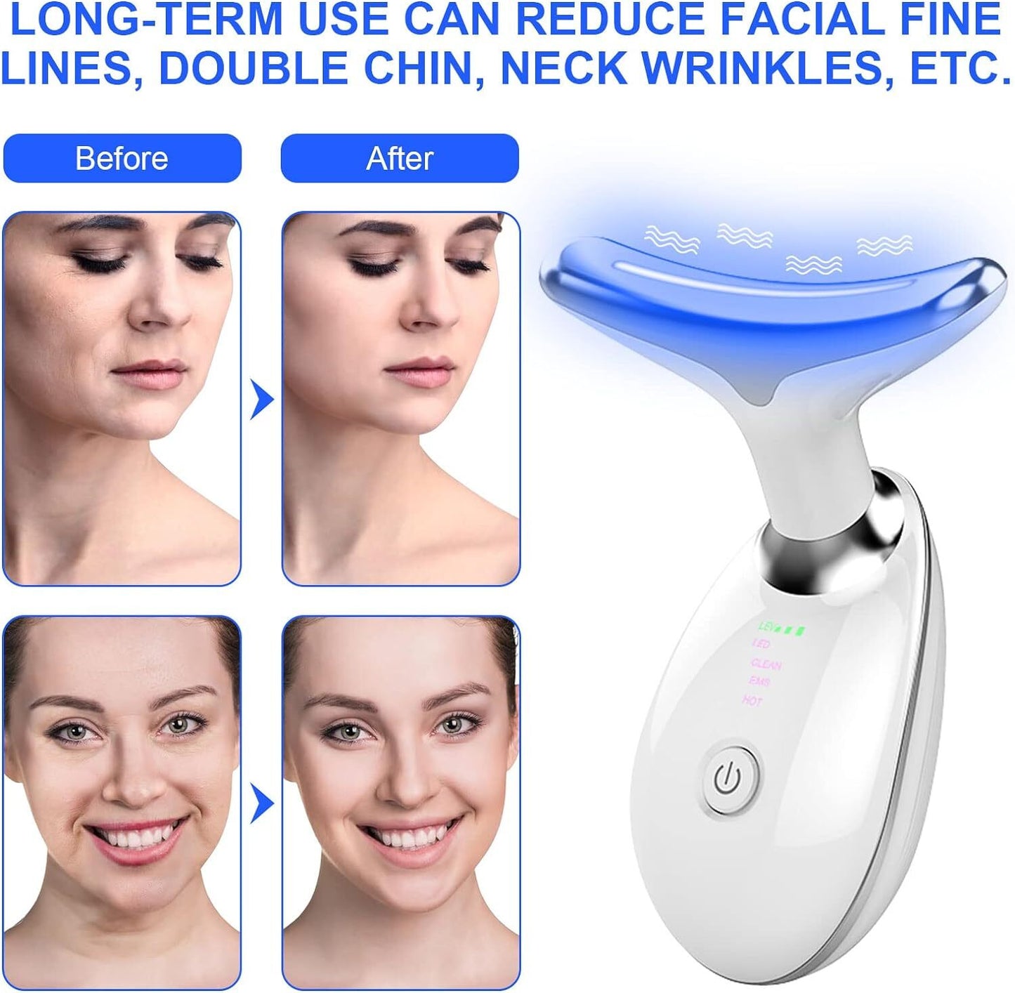 Neck Anti Wrinkle Face Beauty Device Skin Lifting Tighten Rejuvenation Massager