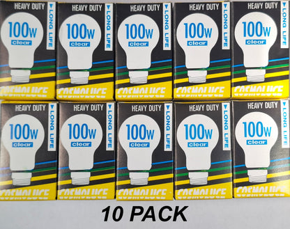 10 x 100W Clear Light Globes Bulbs E27 Screw Incandescent Dimmable Warm White