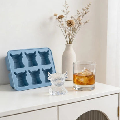 3D Highland Cow Ice Cube Tray Silicone Ice Ball Maker Mold for Whiskey Cocktails