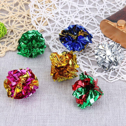 6-60PCS Cat Crinkle Balls Kitty Fun Toy Interesting Crinkly Sounds Soft New AU