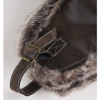 Leather Ski Ushanka Faux Fur Lined Snow Cap With Ear Flap Winter Trapper Hat