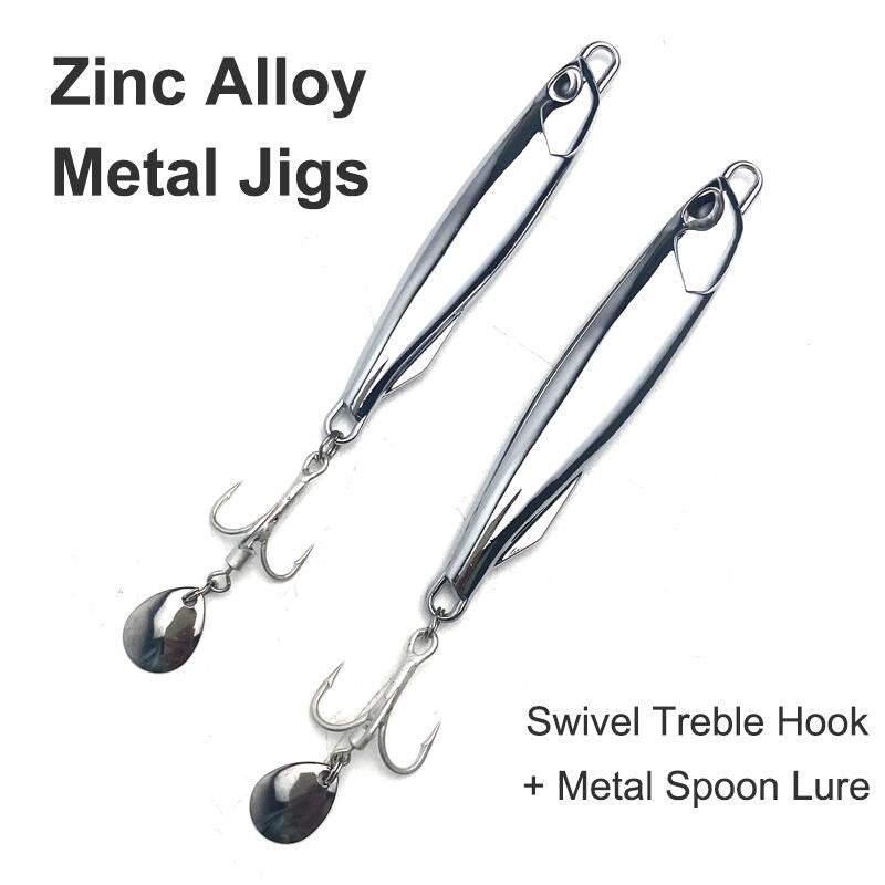 Fishing Lure Metal Slug Tailor Metal Jig Trolling 10/15/20/30/40/60/80g Salmon