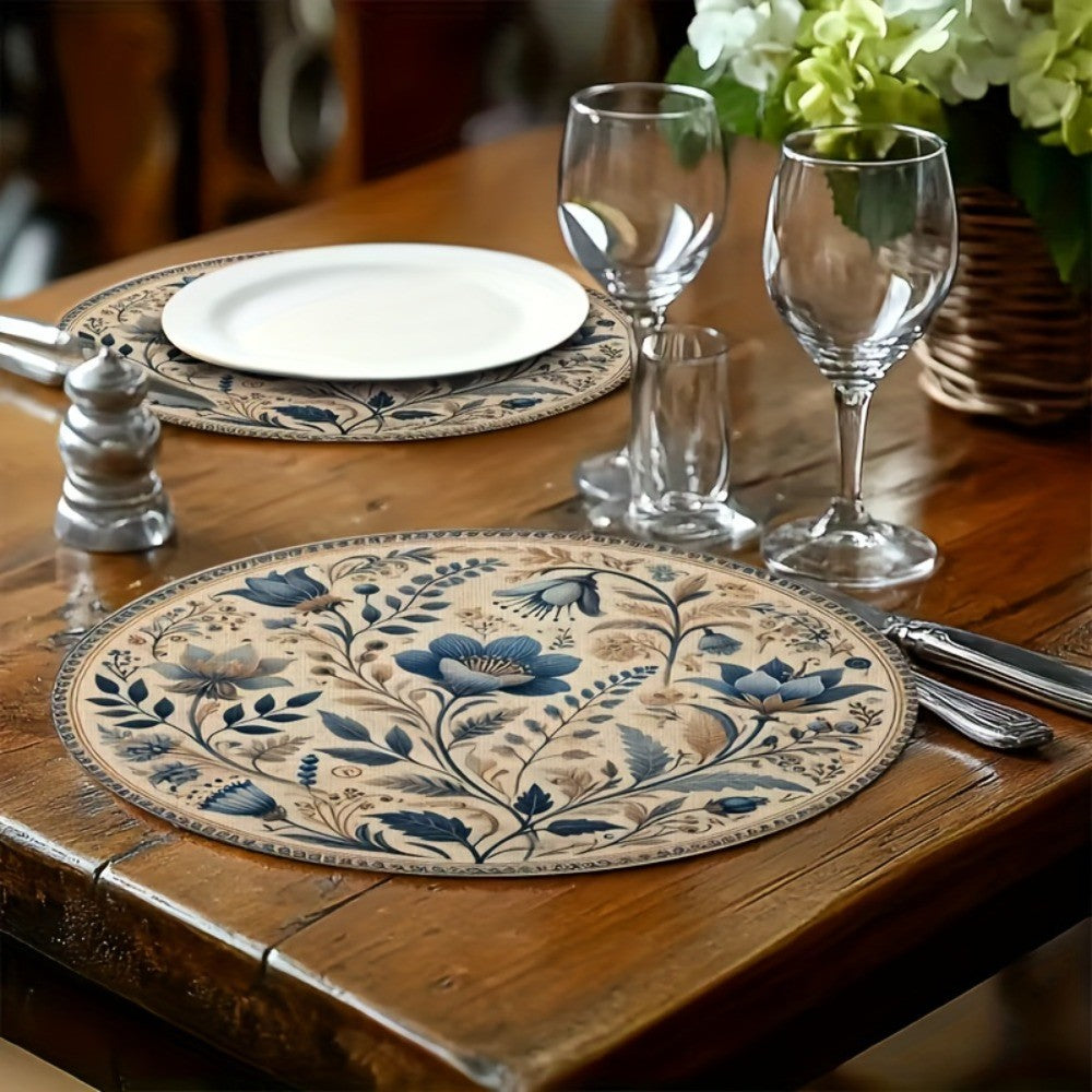 Middle East Style Floral Table Placemat Embroidery Round Dining Mat  Home Decor