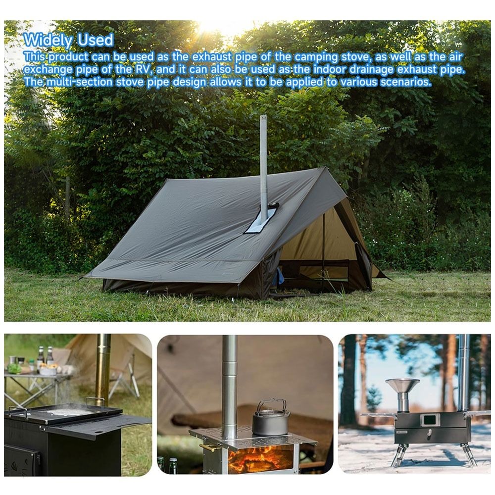 Round Chimney Pipes Stainless Steel Stove Pipes Flue Extension Tube  Camping