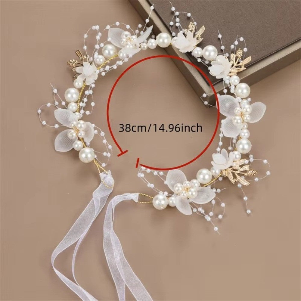 Imitated Pearl Kids Flower Crown Head Hoop  Girls Adult Hair accessories