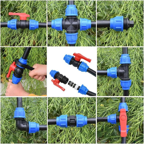 Irrigation 3-Way Ball Valve 20/25/32/40/50mm Water Pipe Fittings  Lawn