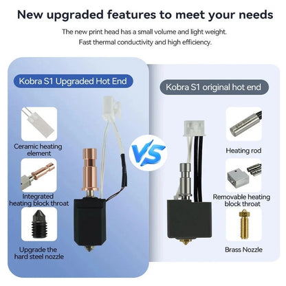 Upgraded For Anycubic Kobra S1/S1 Combo Hotend + 0.4 Hardened Steel Nozzle