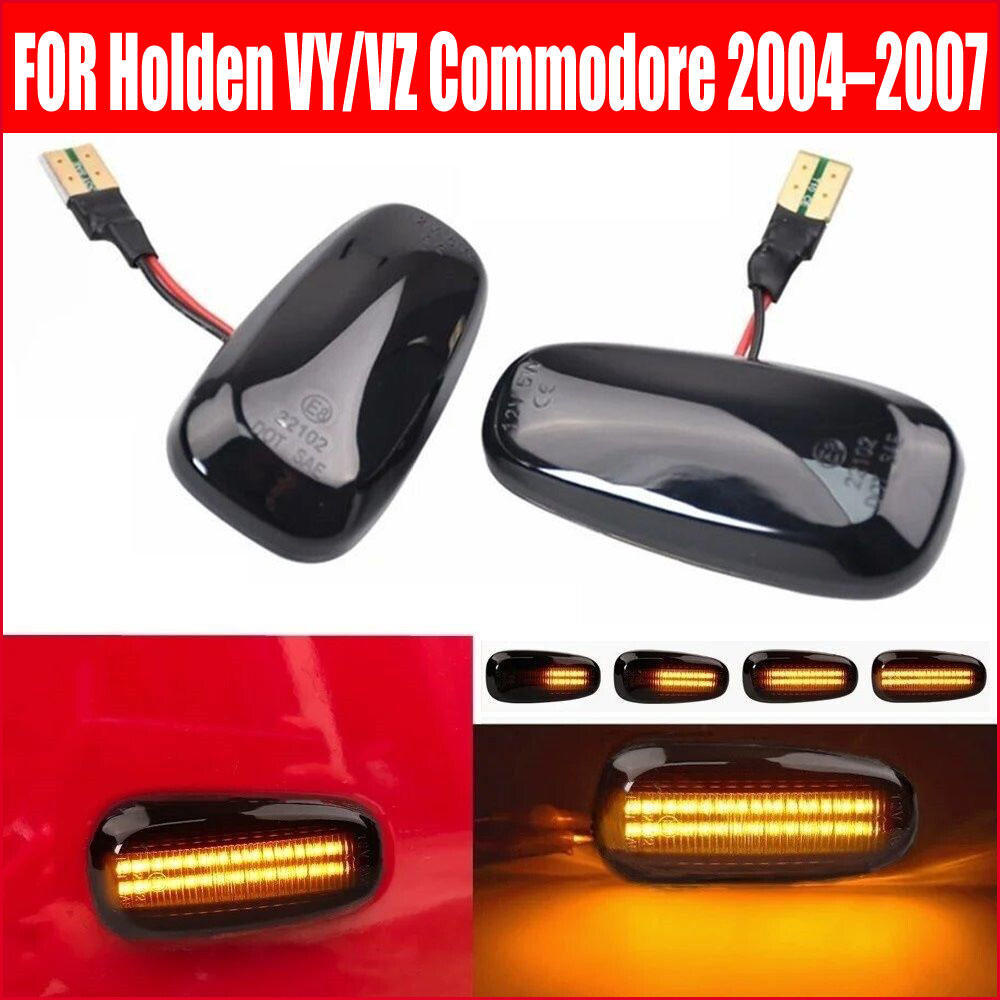 2Pcs Compatible with Holden VY/VZ Commodore 2004–2007 Sequential LED Indicators - Smoked