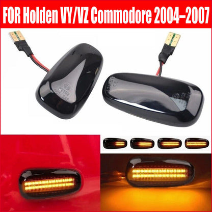 2Pcs Compatible with Holden VY/VZ Commodore 2004–2007 Sequential LED Indicators - Smoked