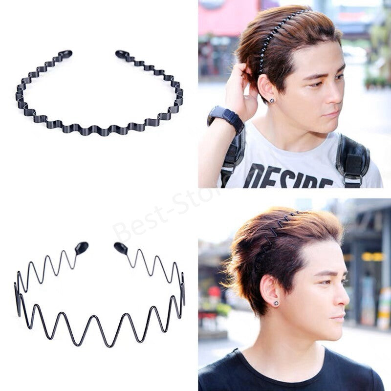 Black Metal Sport Hairband Headband Wave Style Hair band For Unisex Men Women AU