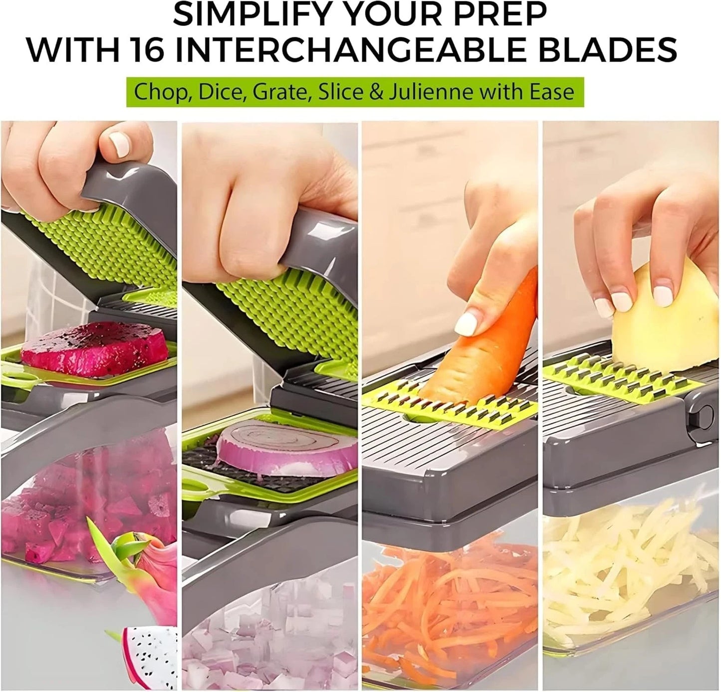 16 in 1 Multifunctional Vegetable Chopper Mandoline Slicer Cutter with Container