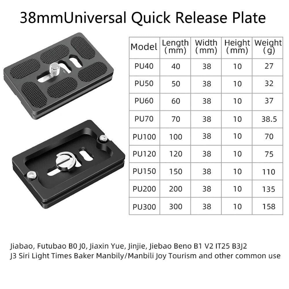 Universal Aluminum Alloy Quick Release Plate Tripod Mount Adapter with 1/4 Screw