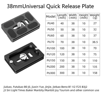 Universal Aluminum Alloy Quick Release Plate Tripod Mount Adapter with 1/4 Screw