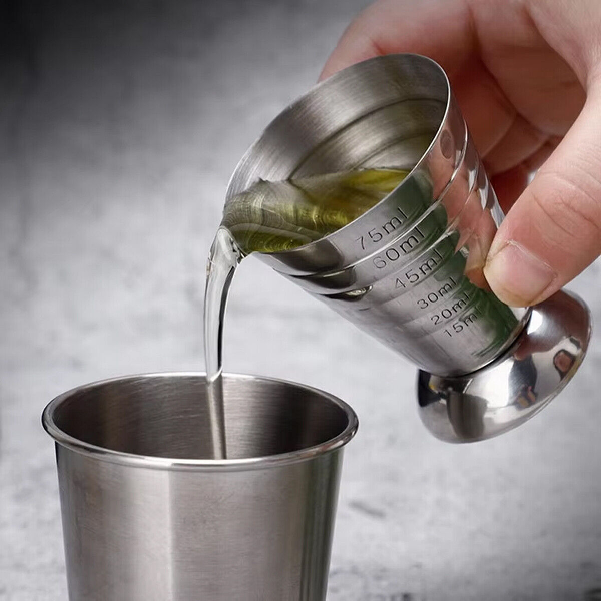75ml Stainless Steel Cocktail Jigger Bartending Measuring CupBar Tool Dual Sided