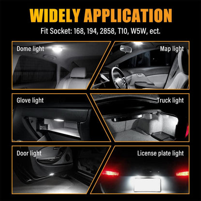 AUXITO 10X T10 LED White Car Interior Light Parker Bulb Wedge Globe 6000K White