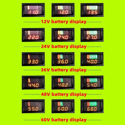 Meter Battery Tester 12V 24V 36V 48V 60V 72V Car Battery Charge Level Indicator