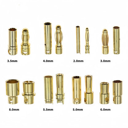 10 Pairs 3mm Bullet Connectors Banana Plugs Male Female for RC Battery ESC Motor