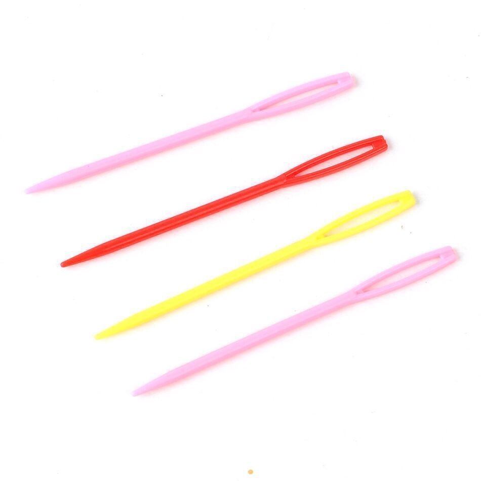 20pcs Random Colours Sewing Needles Length 7cm Plastic Large-Eye Blunt Needles