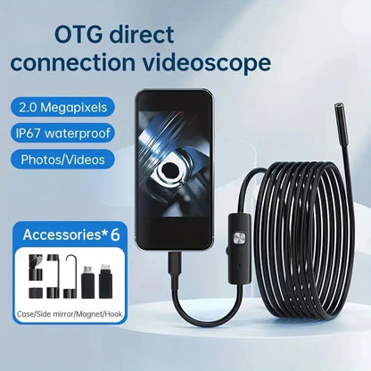 1080P Dual Lens Borescope Endoscope Camera Compatible with iPhone Android Car Pipe Mechanic