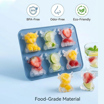 3D Highland Cow Ice Cube Tray Silicone Ice Ball Maker Mold for Whiskey Cocktails