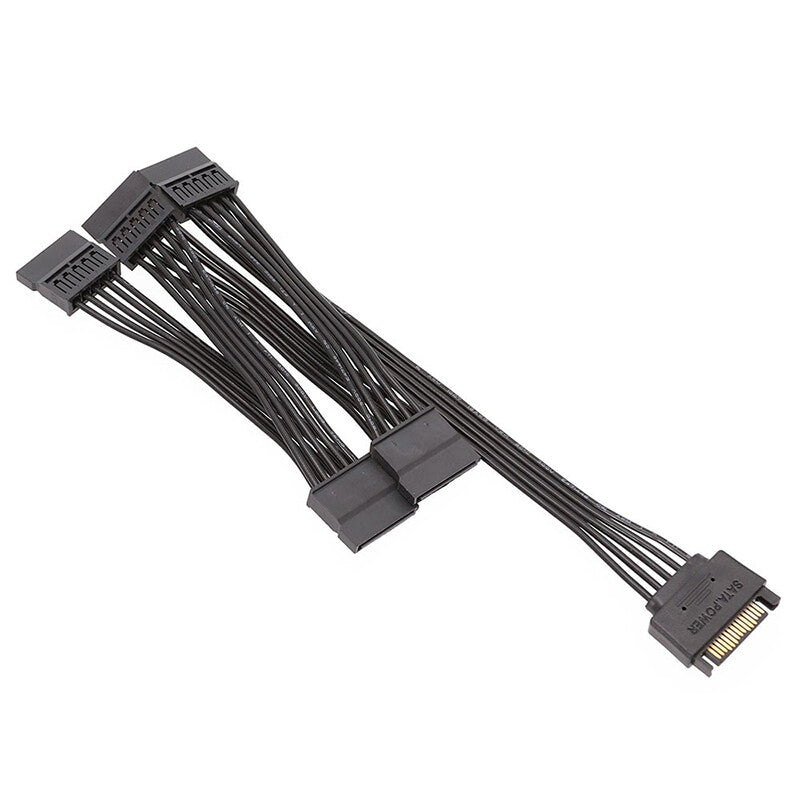15 Pin SATA Power Y-Splitter Cable Adapter Extension 1 Male to 5 Female For HDD