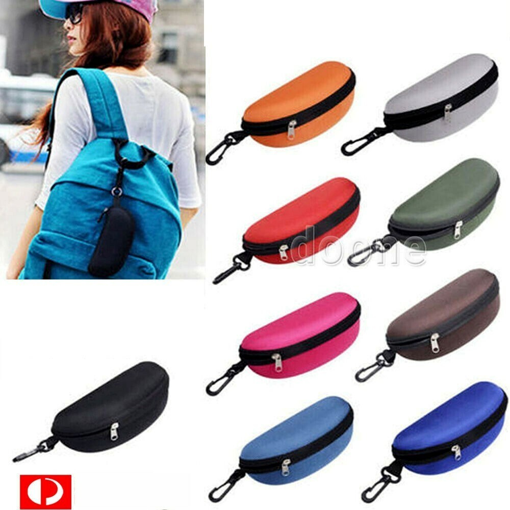 Portable Zipper Eye Glasses Sunglasses Clam Shell Hard Protector Case Box Pouch