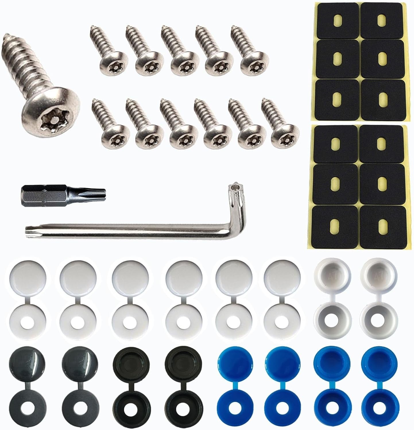 Car Anti Theft Number Plate Screws & Caps Set