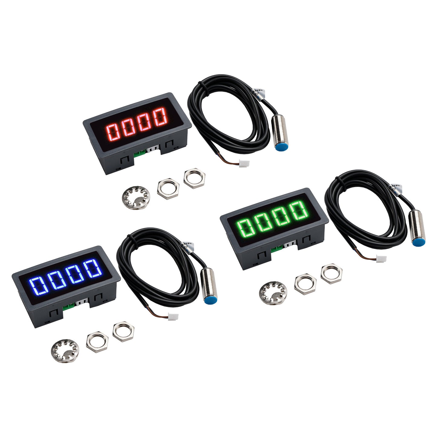 4 Digital LED Tachometer RPM Speed Meter With Hall Proximity Switch Sensor NPN