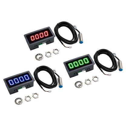 4 Digital LED Tachometer RPM Speed Meter With Hall Proximity Switch Sensor NPN
