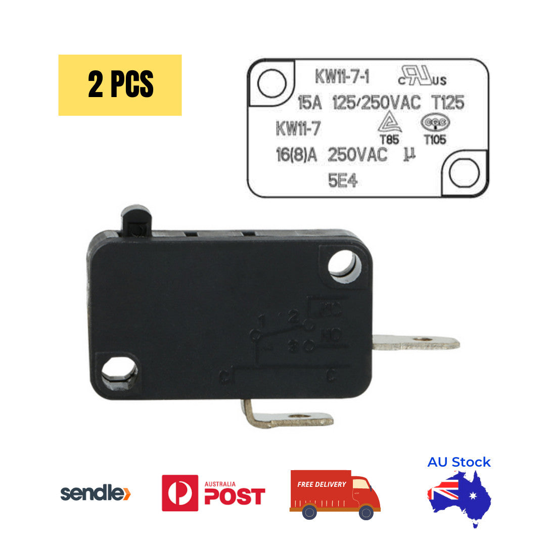 (2Pcs) KW11-7-1 Micro Switch Limit Switch 2 Pin VDE CE SPST 15A 125V/250VAC T125