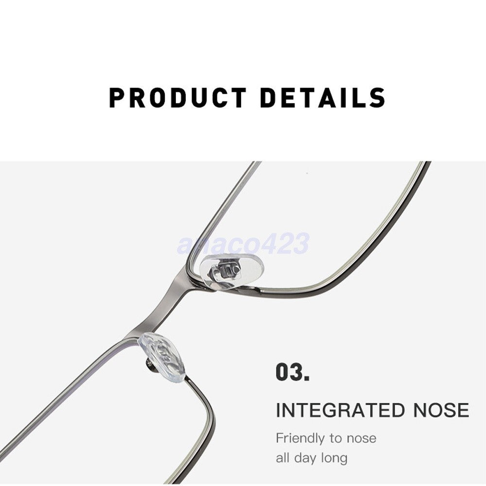 2PACK Men Square Metal Frame Spring Hinge Reading Glasses Eyeglasses +1.0 ~ 6.0