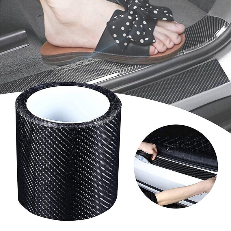 10CM*5M Carbon Fiber Car Sticker Door Sill Scuff Anti-Scratch Tape Protector Ki
