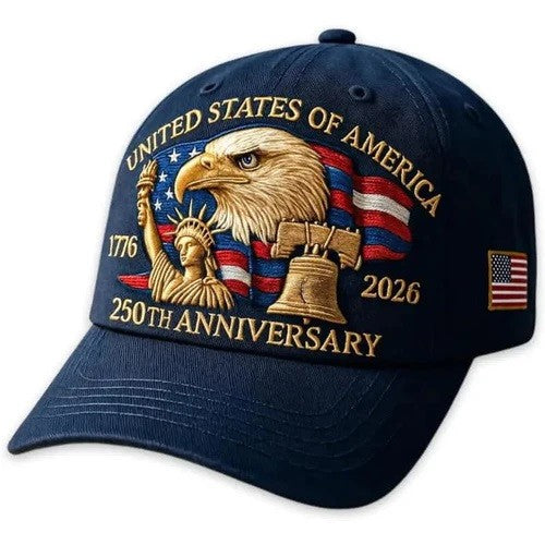 America 250th Anniversary Baseball Cap 1776–2026 USA Patriotic Hat Adjustable