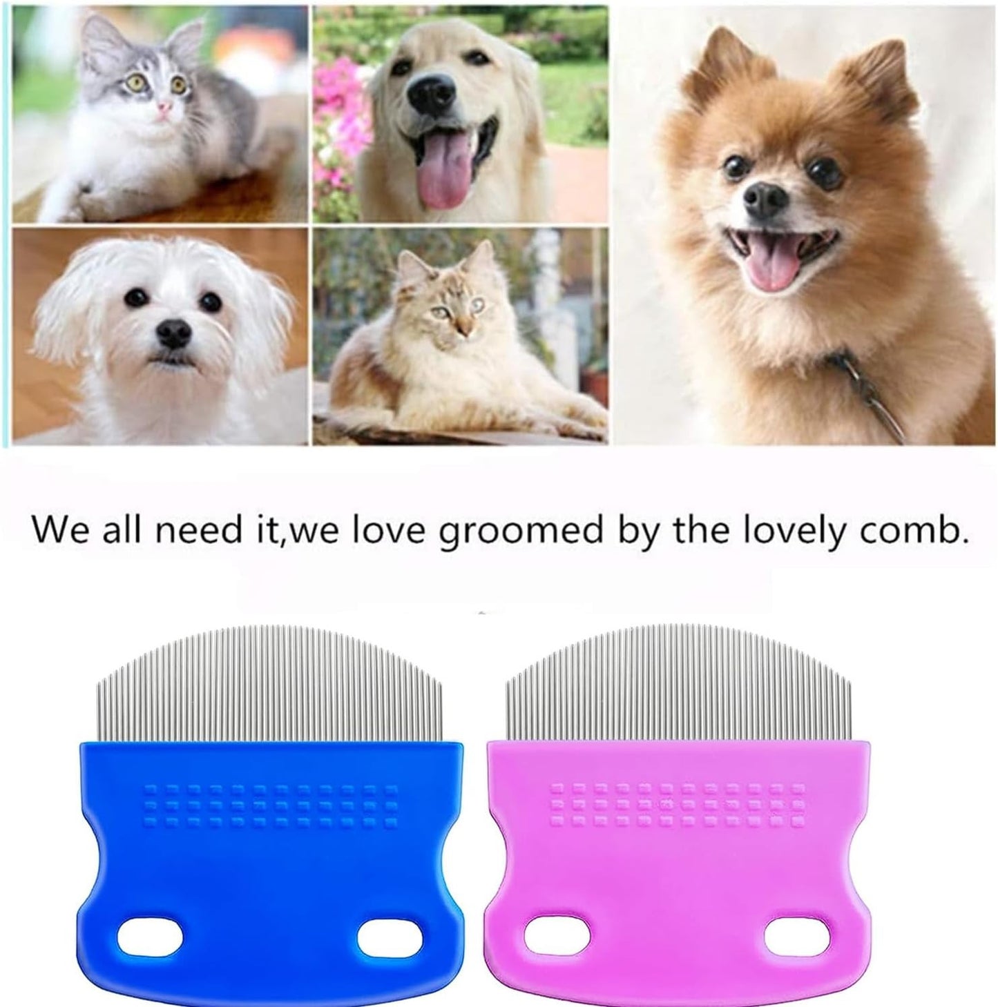 2 Pack Professional Eye Comb for Pets,Stainless Steel Tear Stain Remover for ...