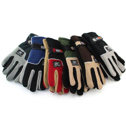 -20℃ Winter Warm Fleece Gloves Men Thermal Sports Cycling Snow Thick Gloves