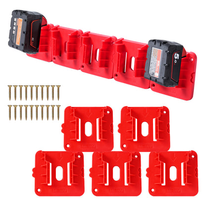 UP 10x Battery Mounts Storage Holder Rack Compatible with Milwaukee M18 18V Tool Battery Red